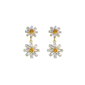 Simple Flower Zircon Inlay Drop Earrings