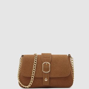 Elegant Brown Suede Shoulder Bag